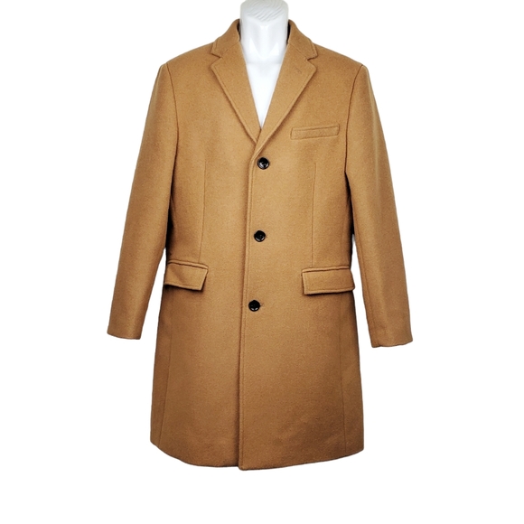 J. Crew Factory Other - J.Crew Factory Mens Thompson Long Sleeve Tan Wool Blend Top Coat Size 40